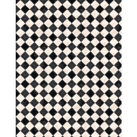 Wilmington Prints Meow-Gical  Checkered Webs White  Black  3008-96480-219