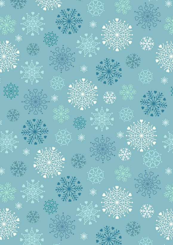 Lewis and Irene Snow Day Flannel Snowflakes on Ice Blue   F72.2