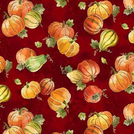 Michael Miller Fabrics Pumpkin Farm Pumpkins For Sale DCX9678-WINE-D