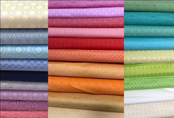 Basics, also referred to as blenders, are fabrics that have little pattern.