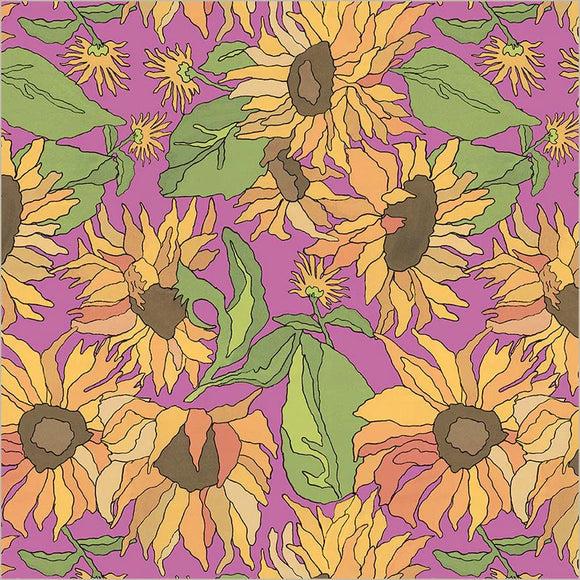 Windham Fabrics Flowers on Main Big Yellows Fuchsia 54891-2