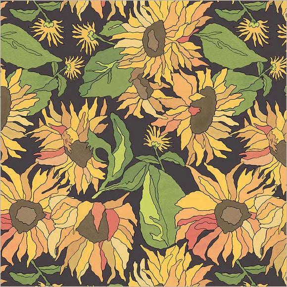 Windham Fabrics Flowers on Main Big Yellows Charcoal 54891-3