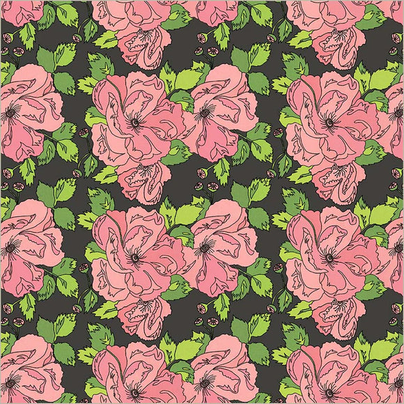 Windham Fabrics Flowers on Main Petal and Pollen Charcoal 54892-3