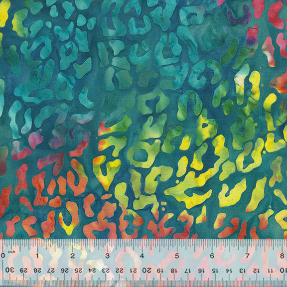 Windham Fabrics Wild Thing, Cheetah Skin, Turquoise  Batik  9210Q-10