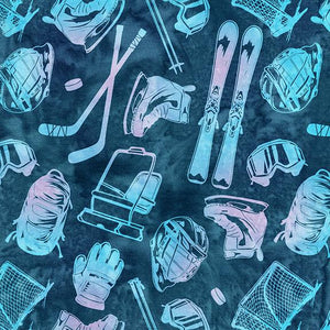 All Minnesota Shop Hop Batik SH187-585 / Tossed Skating-Blue Navy