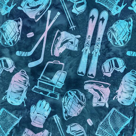 All Minnesota Shop Hop Batik SH187-585 / Tossed Skating-Blue Navy