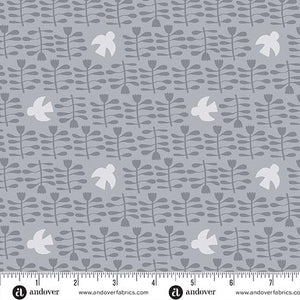Andover Fabrics Conway Cottage Grey Amongst the Flowers   A-1417-C