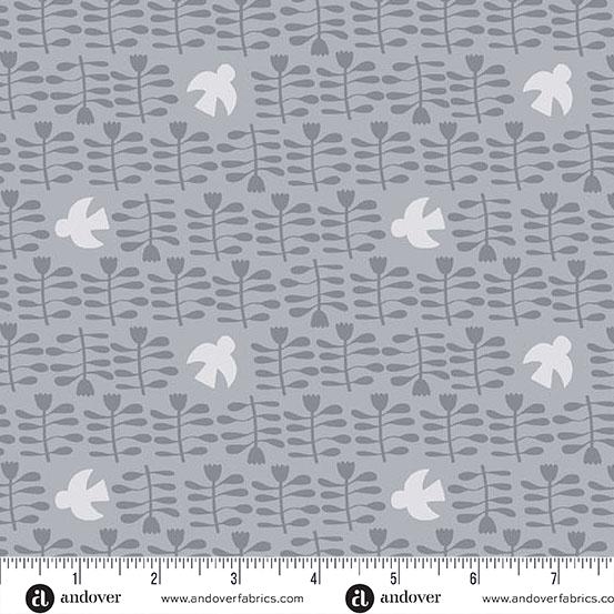 Andover Fabrics Conway Cottage Grey Amongst the Flowers   A-1417-C