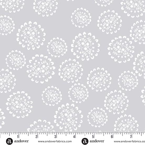 Andover Fabrics Conway Cottage Lavender Grey Bunches  A-1415-C