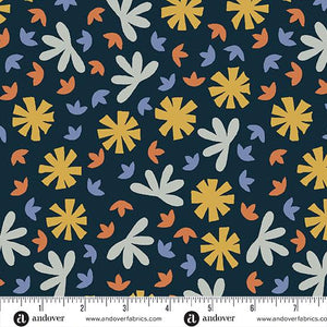 Andover Fabrics Conway Cottage  Navy  Meadow   A-1416-K