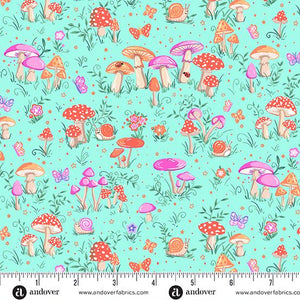 Andover Fabrics Fairy Dust Teal Toadstool  MU-051-T