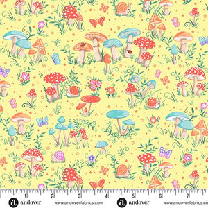 Andover Fabrics Fairy Dust Yellow  Toadstool  MU-051-Y