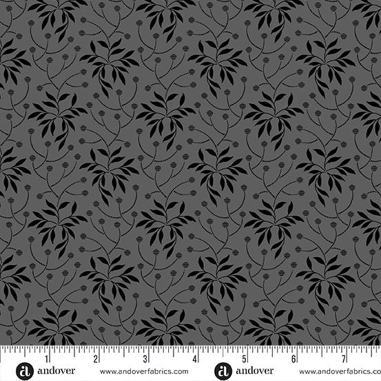 Andover Fabrics Pumpkin Licorice Ash  Branches and Buds   A-1103-C