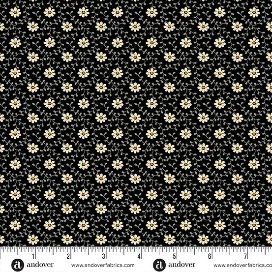 Andover Fabrics Pumpkin Licorice Licorice  Daisy     A-1101-K