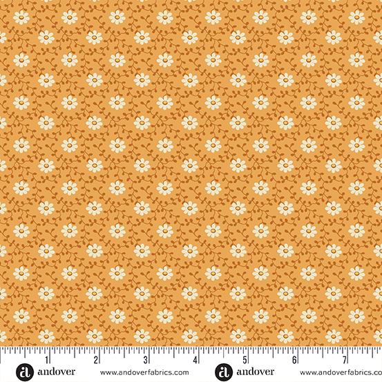 Andover Fabrics Pumpkin Licorice Pumpkin  Daisy     A-1101-O
