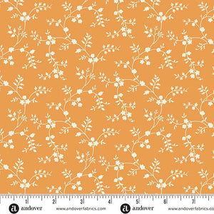 Andover Fabrics Pumpkin Licorice Pumpkin  Floral Vines     A-1100-O