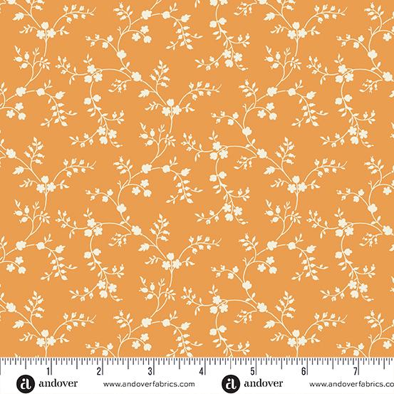 Andover Fabrics Pumpkin Licorice Pumpkin  Floral Vines     A-1100-O