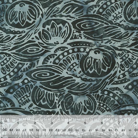 Anthology Fabrics Noir Batik Packed Lotus  Granite 2539Q-X