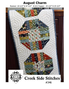 August Charm Table Runner Pattern from Creek Side Stitches 14.5x47.5 inches