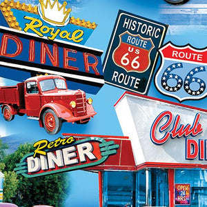 Benartex Fabrics America's  Diners  Blue  1471950