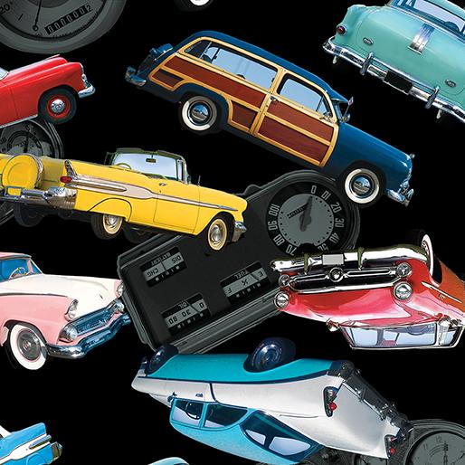 Benartex Fabrics America's Highway Classic Rides Black 1471612