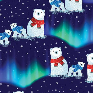 Benartex Fabrics Arctic Friends Northern Lights Navy 1453857B
