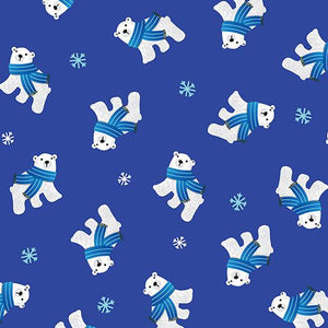 Benartex Fabrics Arctic Friends Polar Bear Club Royal 1453756B