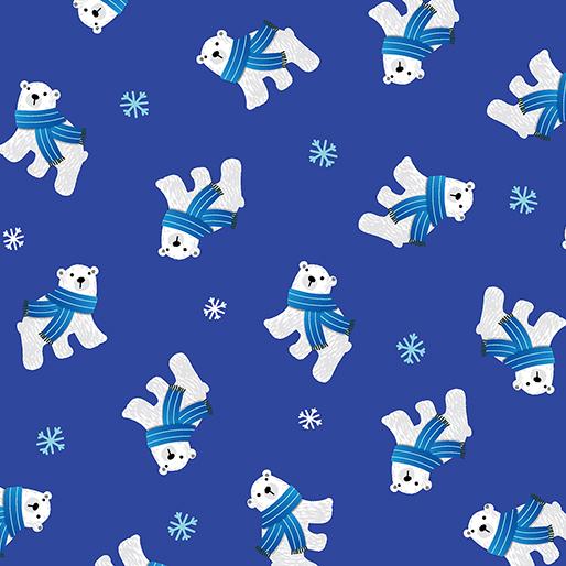 Benartex Fabrics Arctic Friends Polar Bear Club Royal 1453756B