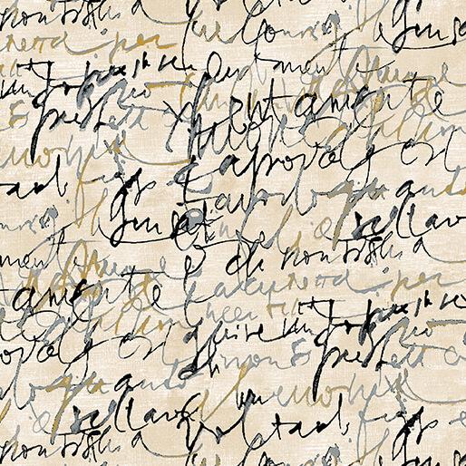 Benartex Fabrics Fluidity Script Large Black Cream 16750M-90