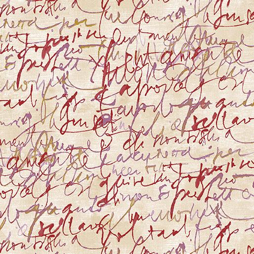 Benartex Fabrics Fluidity Script Large Red Cream 16750M-92
