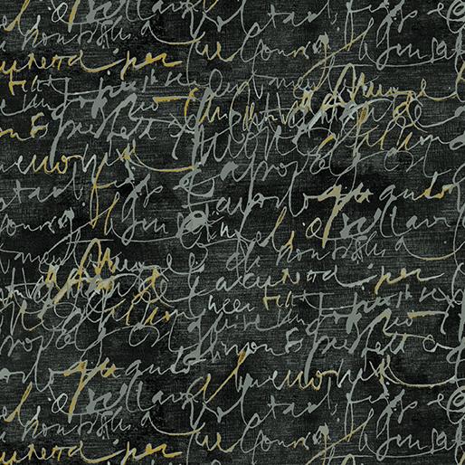 Benartex Fabrics Fluidity Script Small Charcoal 16751M-11