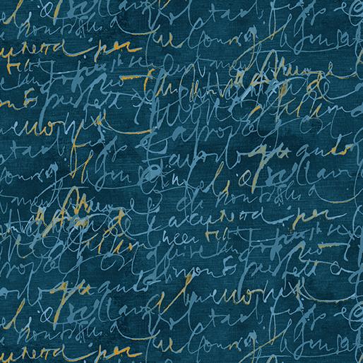 Benartex Fabrics Fluidity Script Small Prussian 16751M-84