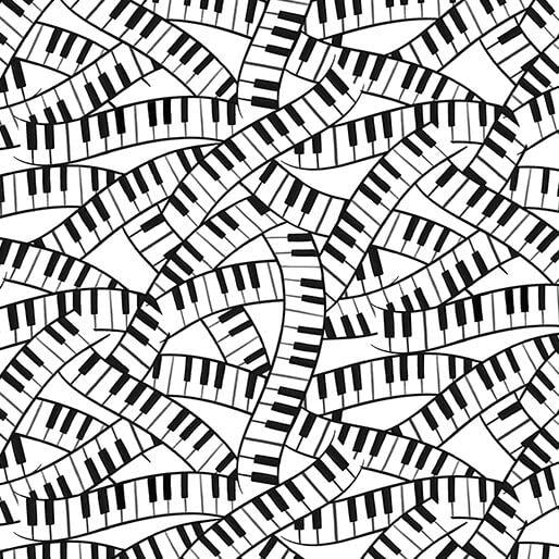 Benartex Fabrics Making Music Piano Keys White 14768-09