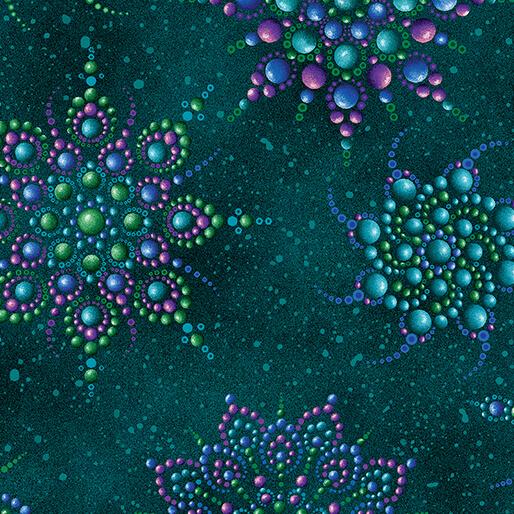 Benartex Fabrics On Dragonfly Wings Beaded Medallion Dark Teal 16402-86