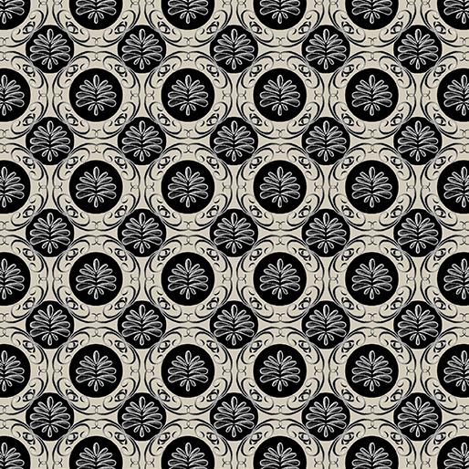 Benartex Fabrics Perfect Brew  Bedallion Geo Cream/Black 1492507B