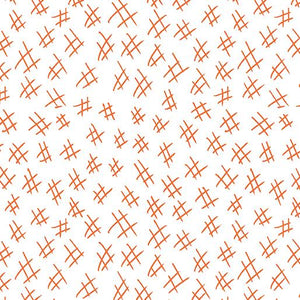 Benartex Fabrics Stitchy Hashtags Orange/White 13263-35
