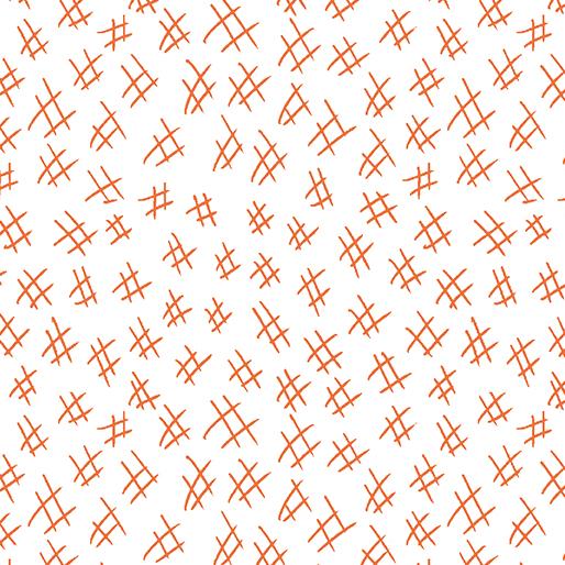 Benartex Fabrics Stitchy Hashtags Orange/White 13263-35