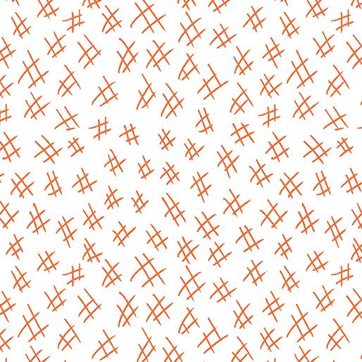 Benartex Fabrics Stitchy Hashtags Orange/White 13263-35