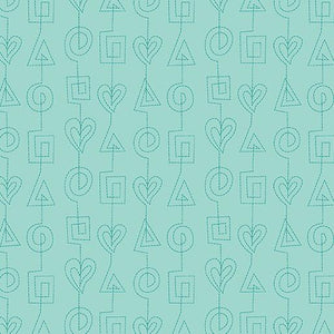 Benartex Fabrics Stitchy Stitches Turquoise 13264-81