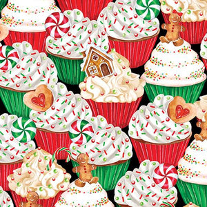 Benartex Fabrics Sugar & Spice Holiday Cupcakes Multi 1457499