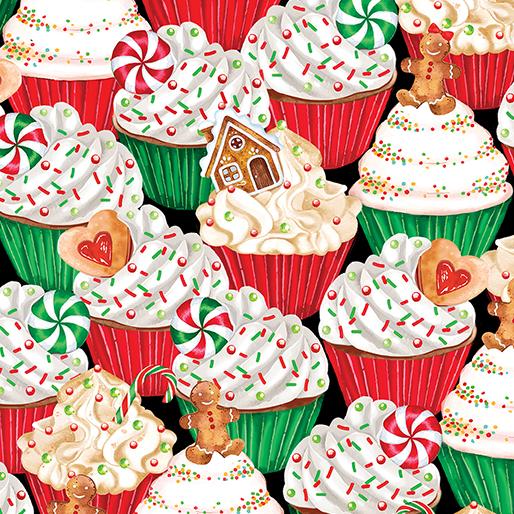 Benartex Fabrics Sugar & Spice Holiday Cupcakes Multi 1457499