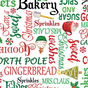 Benartex Fabrics Sugar & Spice Words White 1457009B