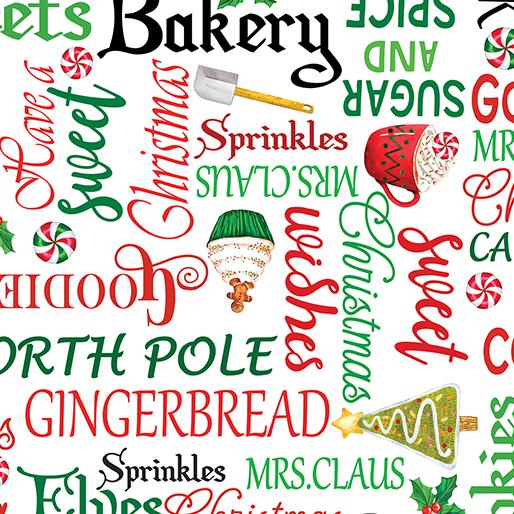Benartex Fabrics Sugar & Spice Words White 1457009B