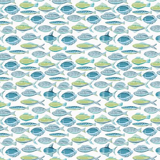 Benartex Fabrics Under The Sea  Fish Swim White  1653609BB