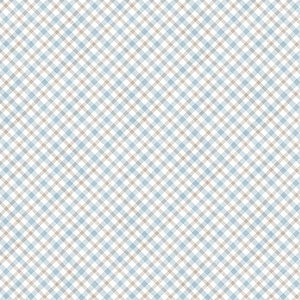 Benartex Fabrics Woodland Wonderland Little Plaid Blue Tan  1498952B