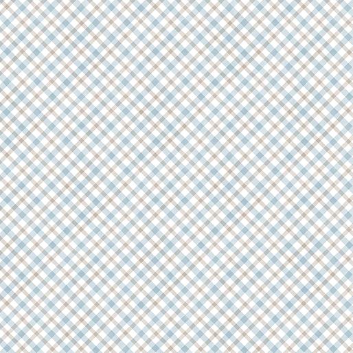 Benartex Fabrics Woodland Wonderland Little Plaid Blue Tan  1498952B