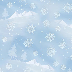 Benartex Fabrics Woodland Wonderland Mountain View Light Blue 1498353B