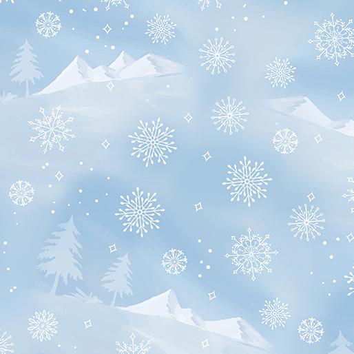 Benartex Fabrics Woodland Wonderland Mountain View Light Blue 1498353B