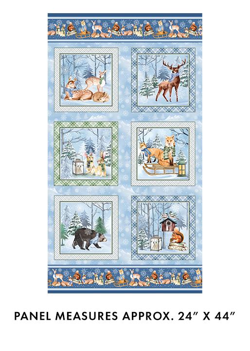 Benartex Fabrics Woodland Wonderland Panel Blue  24x44