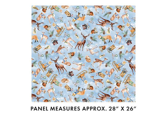 Benartex Fabrics Woodland Wonderland Woodland Animals Light Blue  1498253B
